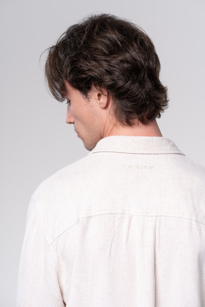 Long Sleeve Beige Linen Shirt
