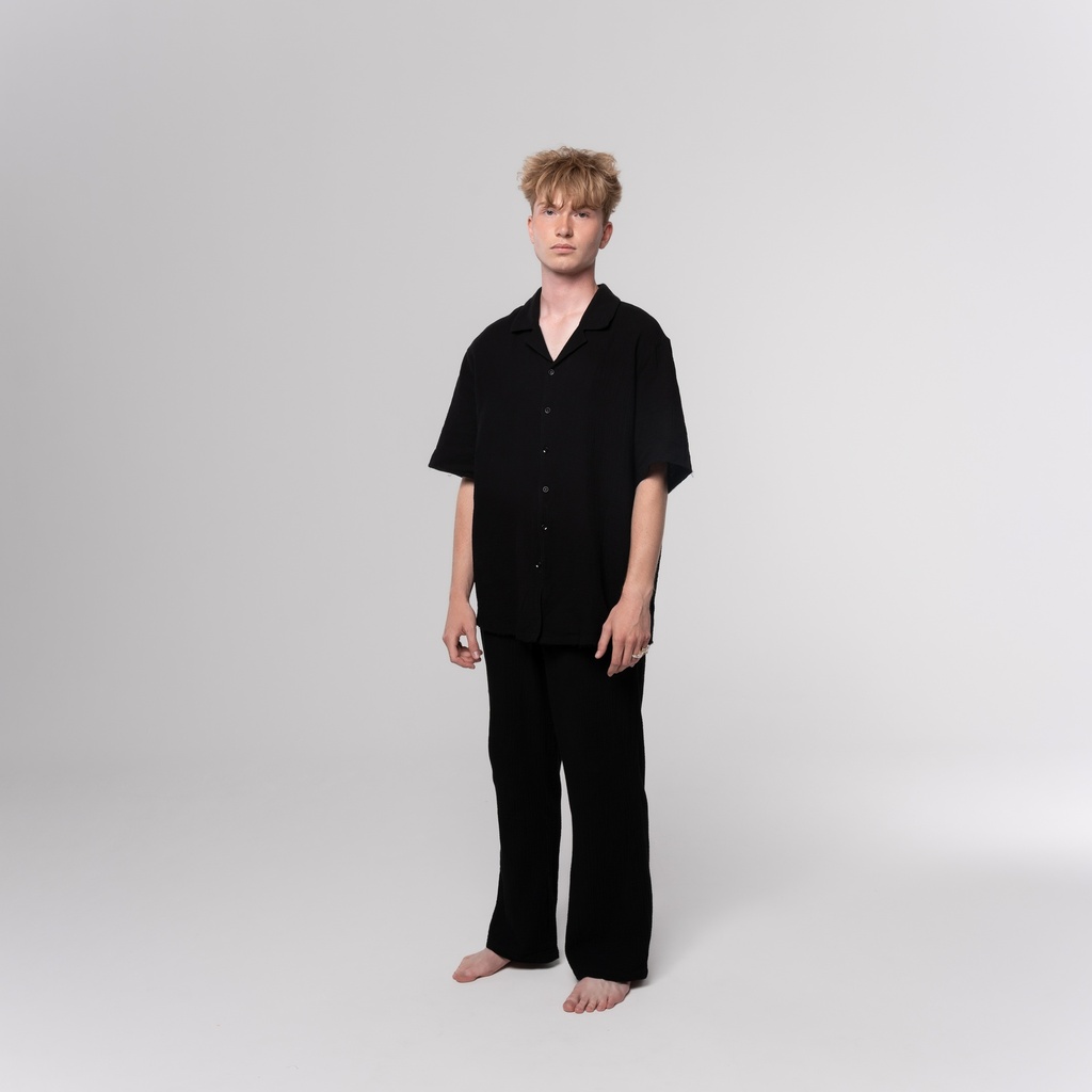 Black Bambula Cotton Camp Shirt