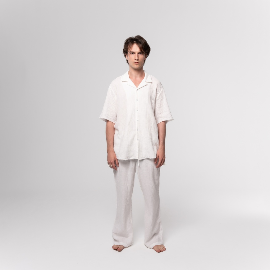 White Bambula Cotton Camp Shirt